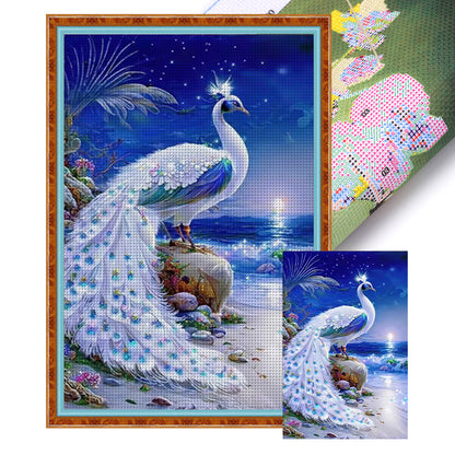 White Peacock - 11CT Stamped Cross Stitch 40*65CM