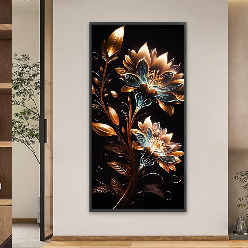 Black Gold Rose - Full Square Drill Diamond Painting 40*80CM