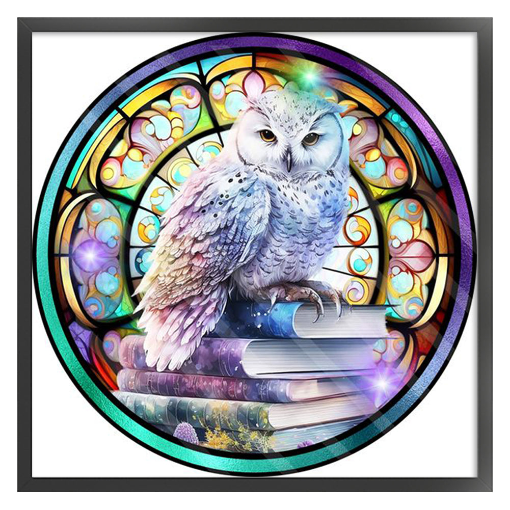 Glass Painting-Owl - 11CT Stamped Cross Stitch 40*40CM