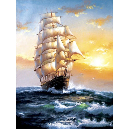 Sailing Boat - Full Round Drill Diamond Painting 40*50CM