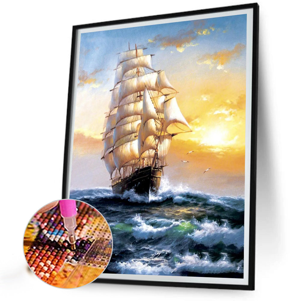 Sailing Boat - Full Round Drill Diamond Painting 40*50CM