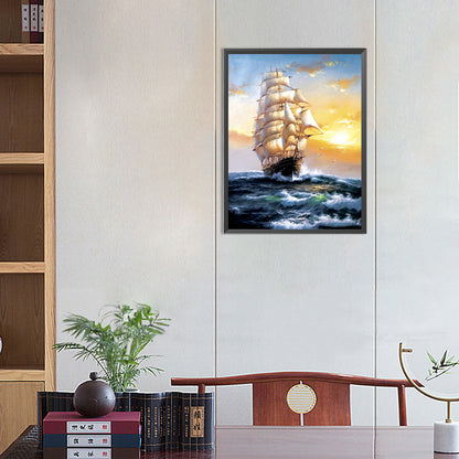 Sailing Boat - Full Round Drill Diamond Painting 40*50CM