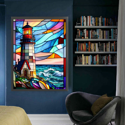 Glass Painting-Lighthouse - 11CT Stamped Cross Stitch 50*65CM