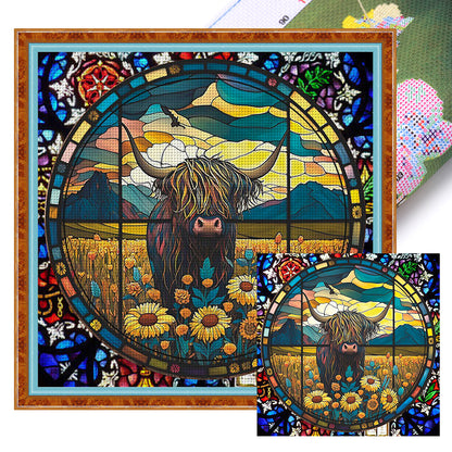 Glass Painting-Cow - 11CT Stamped Cross Stitch 40*40CM