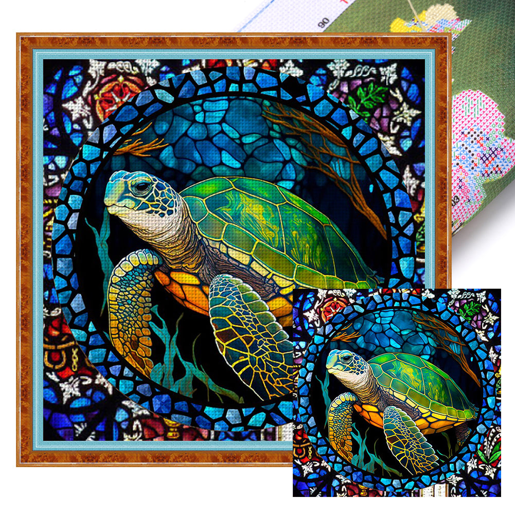 Glass Painting - Turtle - 11CT Stamped Cross Stitch 40*40CM