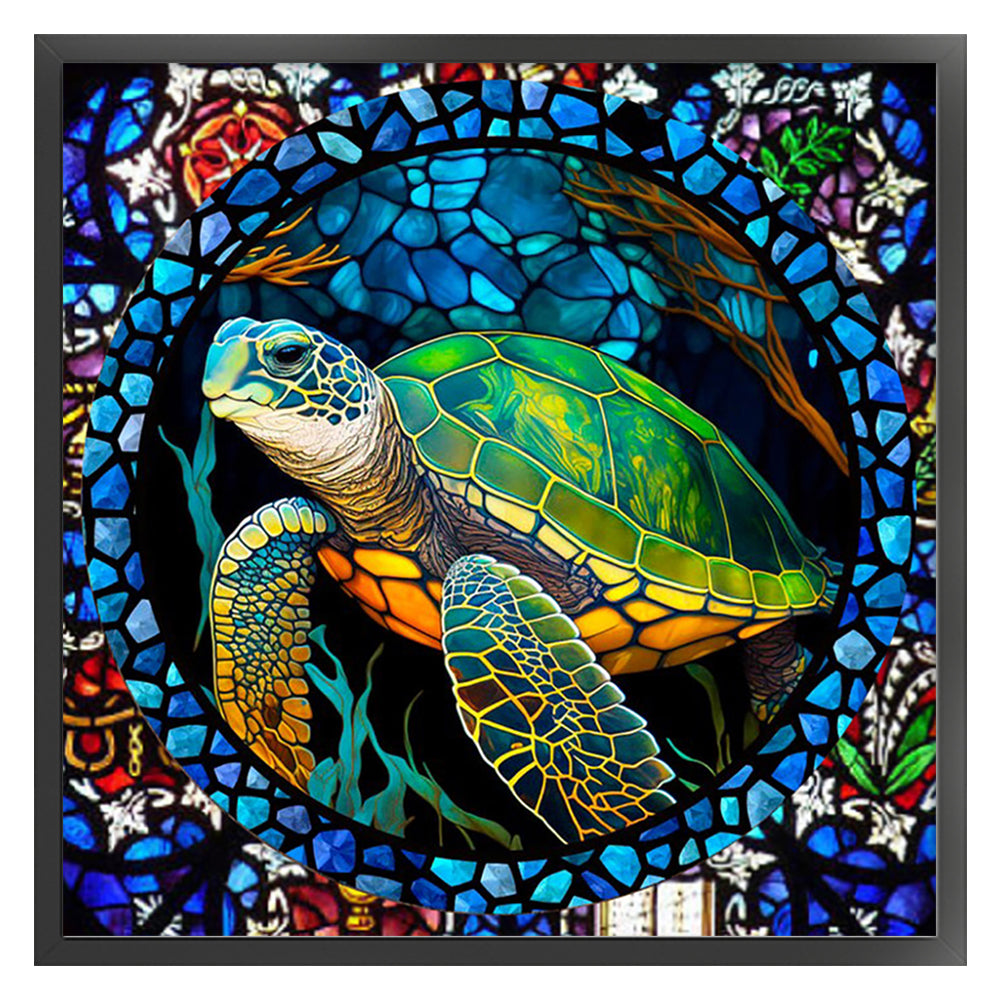 Glass Painting - Turtle - 11CT Stamped Cross Stitch 40*40CM