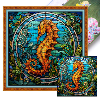 Glass Painting-Seahorse - 11CT Stamped Cross Stitch 40*40CM