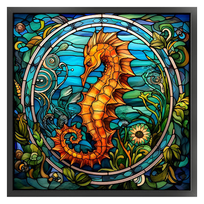 Glass Painting-Seahorse - 11CT Stamped Cross Stitch 40*40CM