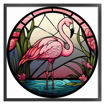 Glass Painting-Flamingo - 11CT Stamped Cross Stitch 40*40CM