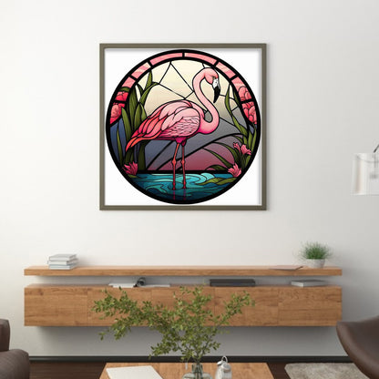 Glass Painting-Flamingo - 11CT Stamped Cross Stitch 40*40CM