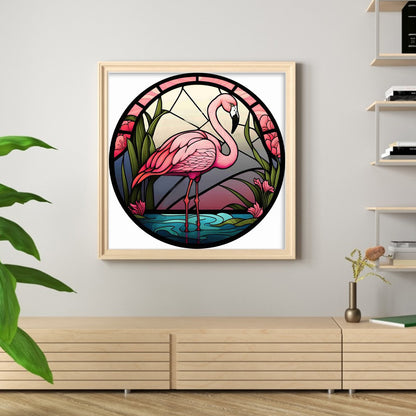 Glass Painting-Flamingo - 11CT Stamped Cross Stitch 40*40CM