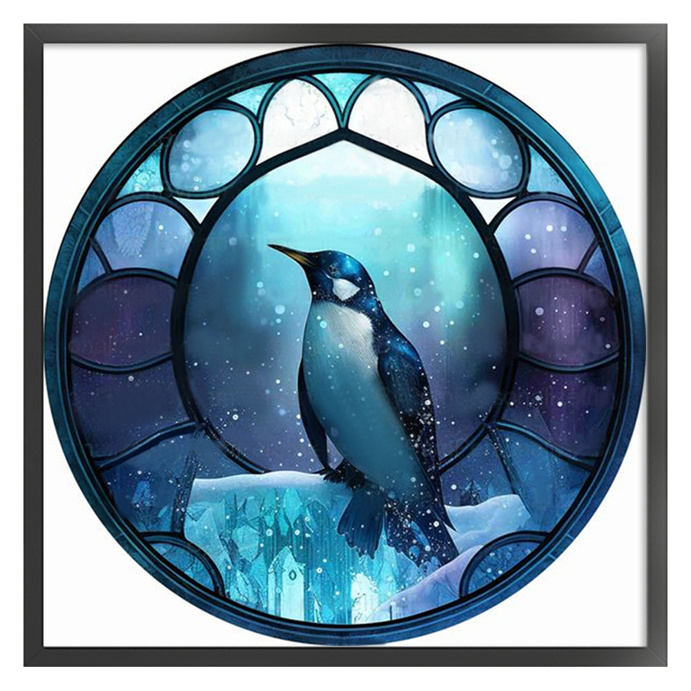 Glass Painting-Penguin - 11CT Stamped Cross Stitch 40*40CM