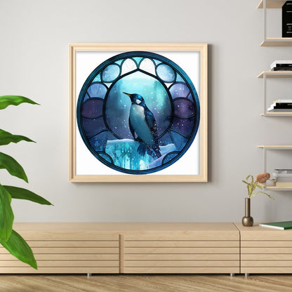 Glass Painting-Penguin - 11CT Stamped Cross Stitch 40*40CM