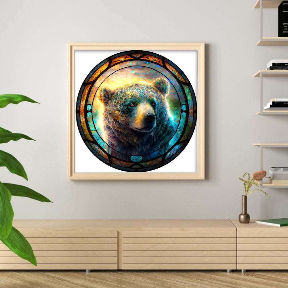 Glass Painting-Bear - 11CT Stamped Cross Stitch 40*40CM