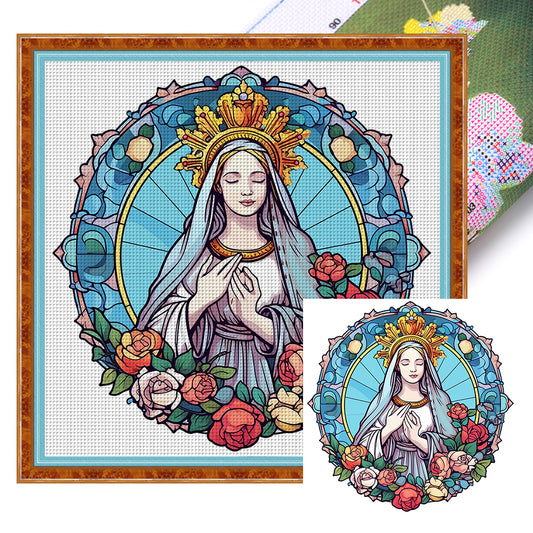 Glass Painting-Madonna - 11CT Stamped Cross Stitch 40*40CM