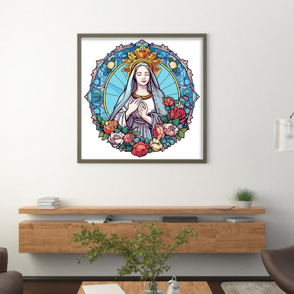 Glass Painting-Madonna - 11CT Stamped Cross Stitch 40*40CM