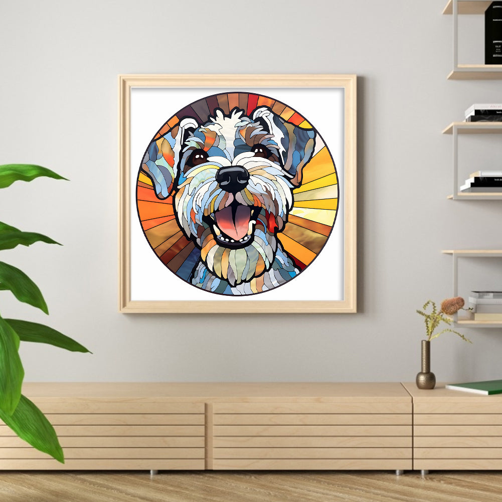 Glass Painting-Yorkshire Terrier - 11CT Stamped Cross Stitch 40*40CM