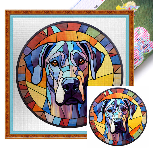 Glass Painting-Labrador Retriever - 11CT Stamped Cross Stitch 40*40CM