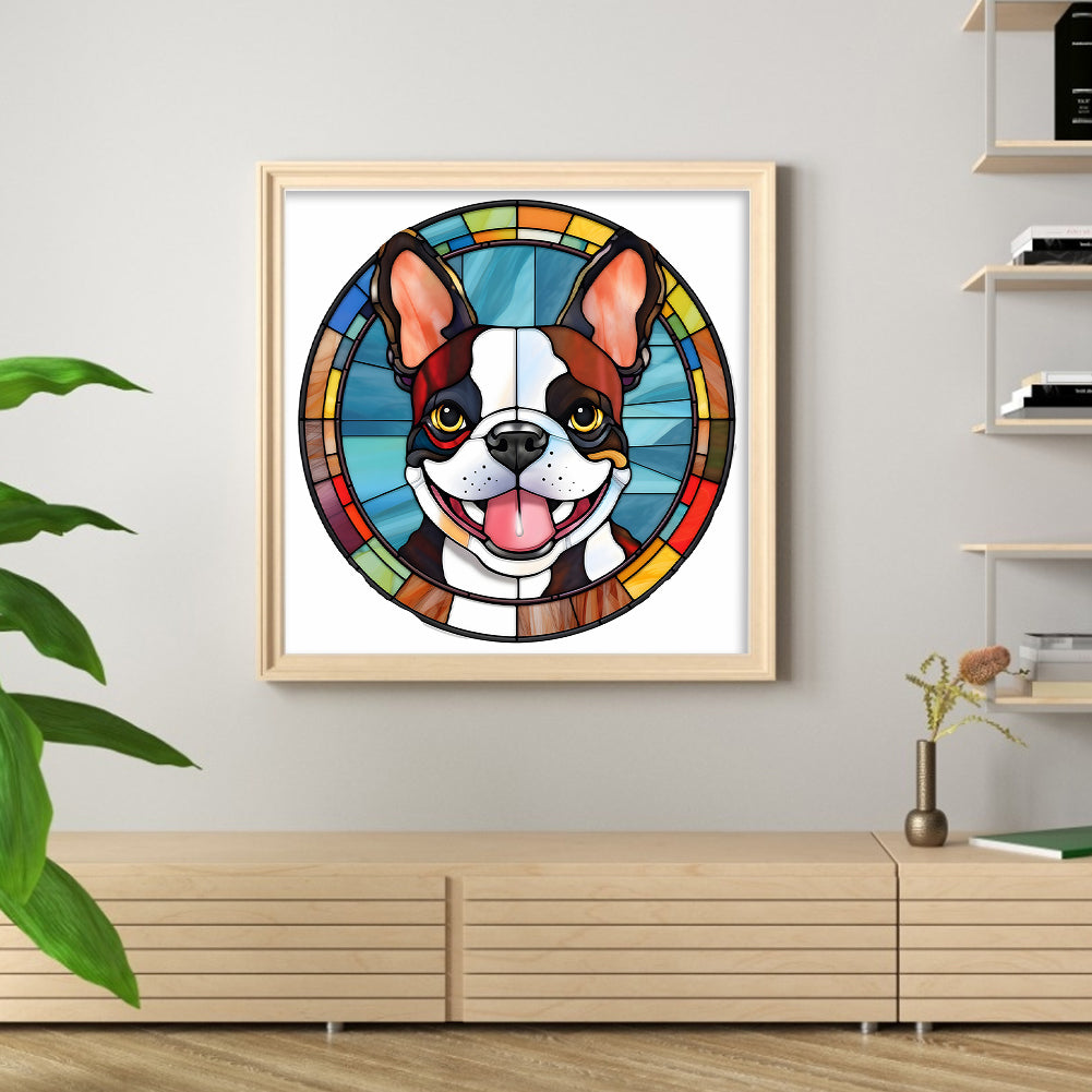 Glass Painting-Bulldog - 11CT Stamped Cross Stitch 40*40CM