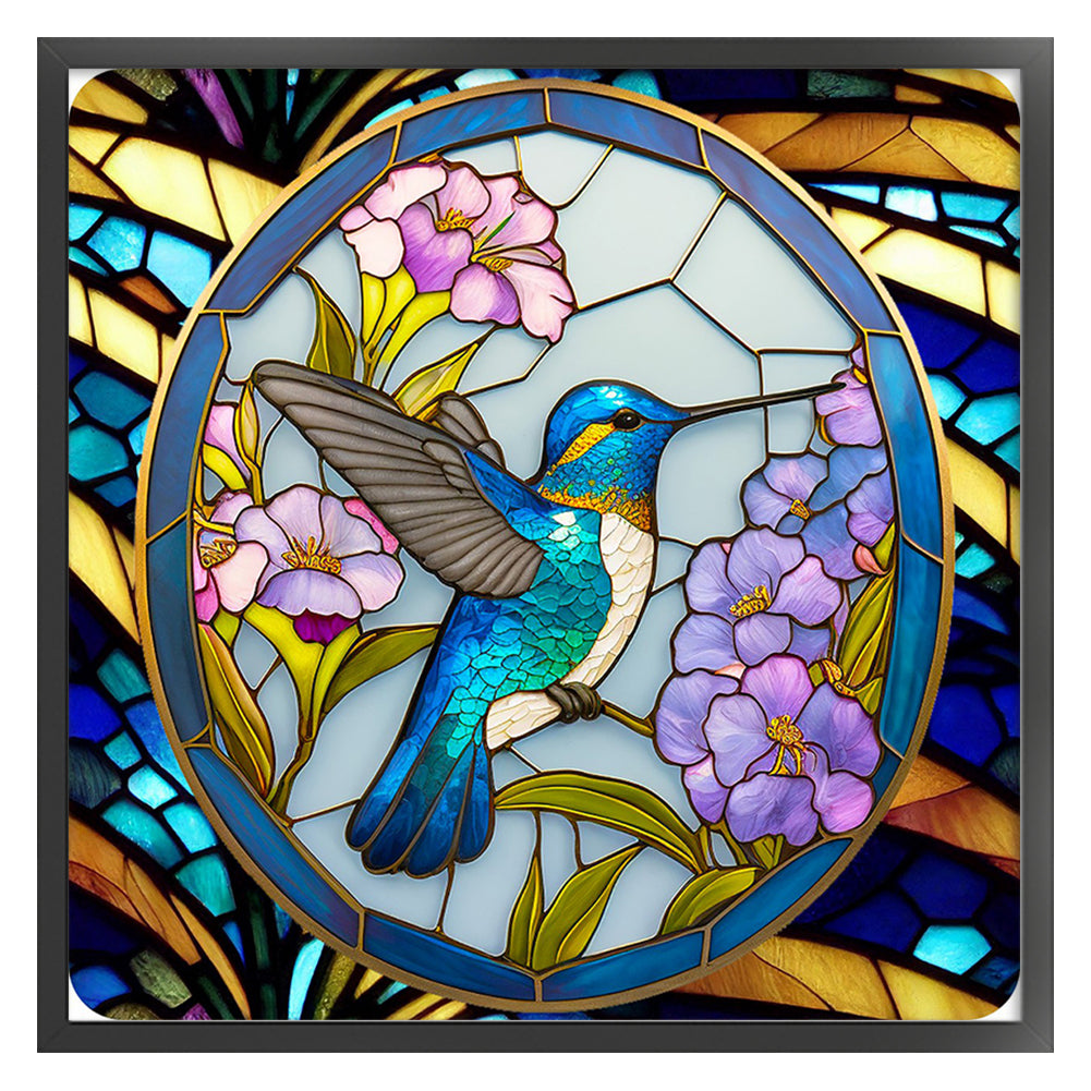 Glass Painting-Hummingbird - 11CT Stamped Cross Stitch 40*40CM