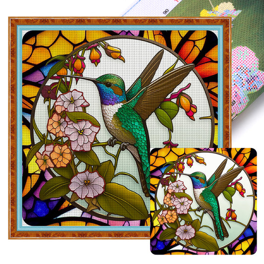 Glass Painting-Hummingbird - 11CT Stamped Cross Stitch 40*40CM