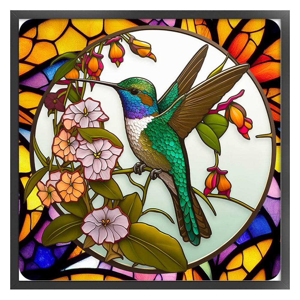 Glass Painting-Hummingbird - 11CT Stamped Cross Stitch 40*40CM