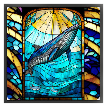 Glass Painting-Whale - 11CT Stamped Cross Stitch 40*40CM