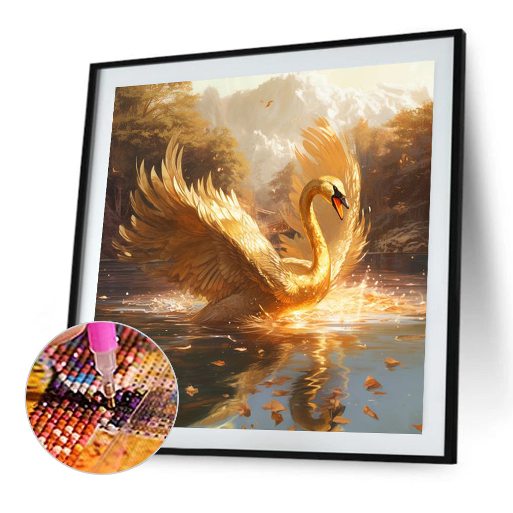 Golden Swan - AB Square Drill Diamond Painting 40*40CM