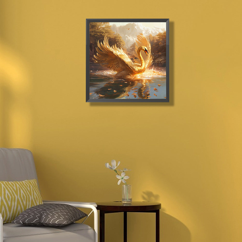 Golden Swan - AB Square Drill Diamond Painting 40*40CM