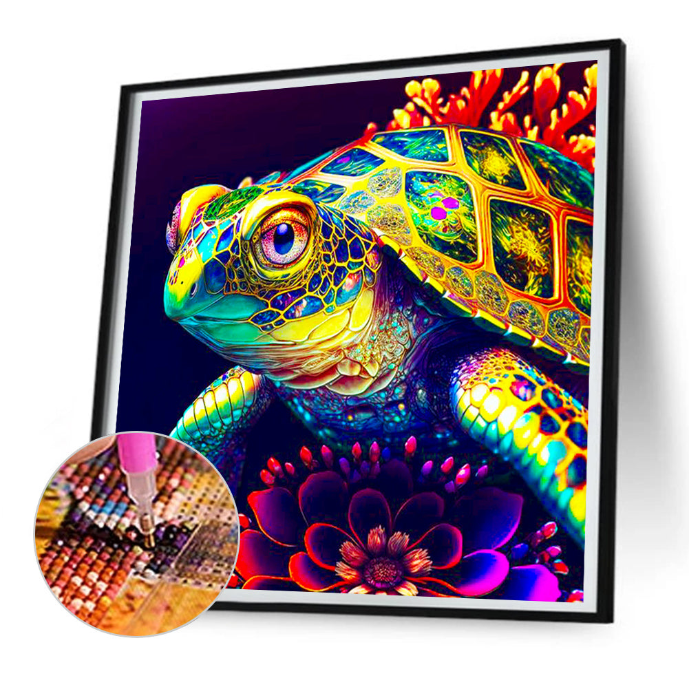 Sea Flower Turtle - Full Round Drill Diamond Painting 30*30CM