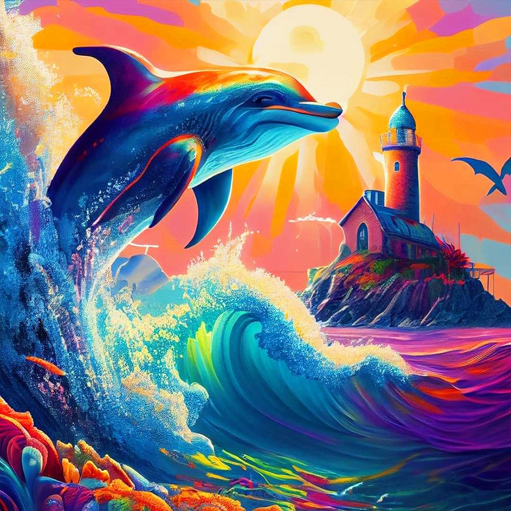 Whale - Full Round Drill Diamond Painting 30*30CM