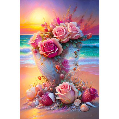 Seaside Flowers - Full Round Drill Diamond Painting 40*60CM