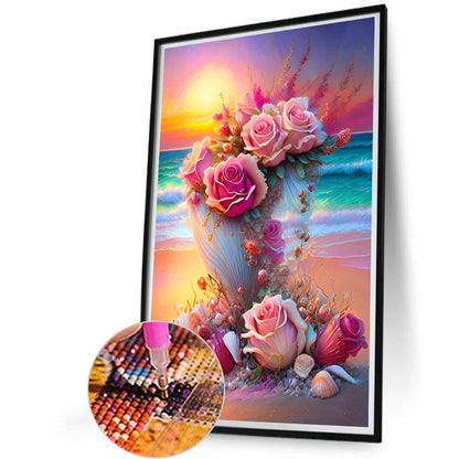 Seaside Flowers - Full Round Drill Diamond Painting 40*60CM