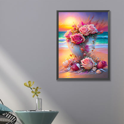 Seaside Flowers - Full Round Drill Diamond Painting 40*60CM