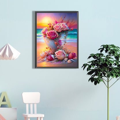 Seaside Flowers - Full Round Drill Diamond Painting 40*60CM