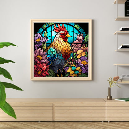 Glass Painting-Chicken - 11CT Stamped Cross Stitch 40*40CM