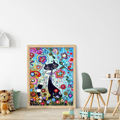 Cartoon Black Cat - 11CT Stamped Cross Stitch 40*53CM