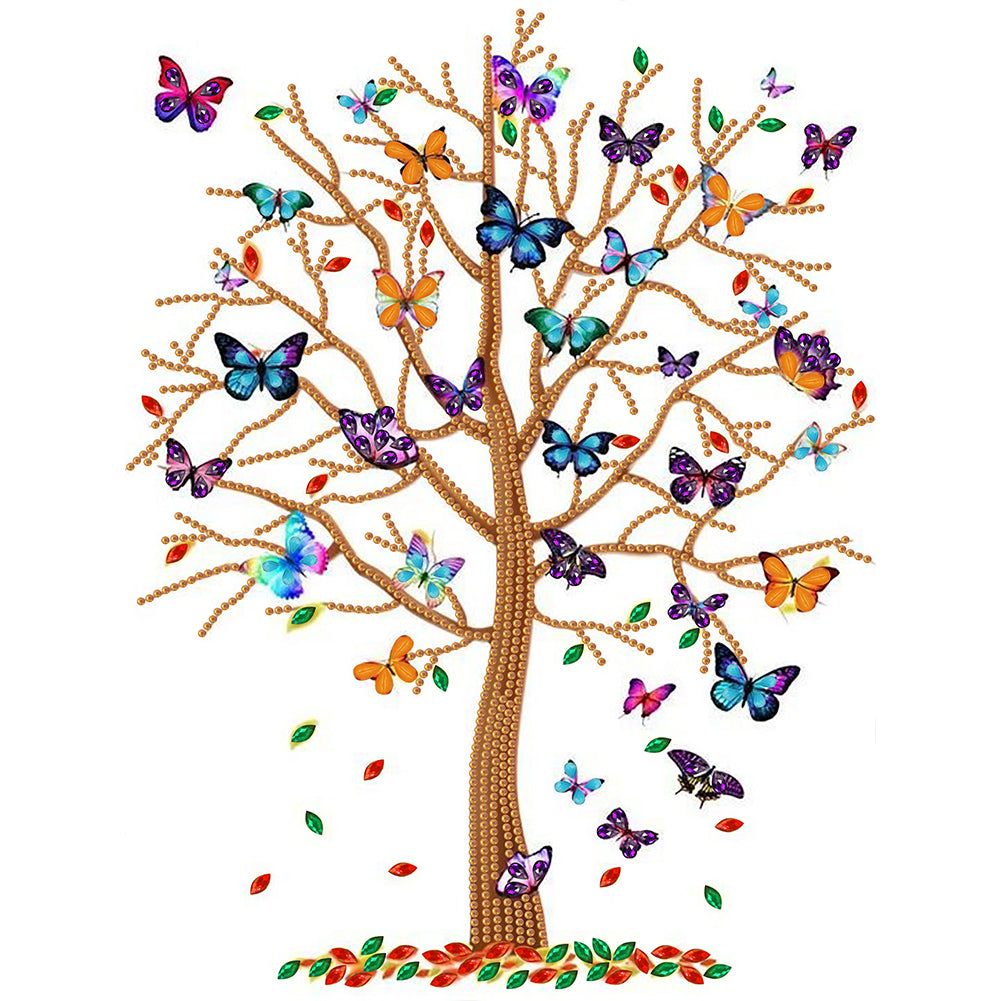 Butterfly Tree - Special Shaped Drill Diamond Painting 30*40CM