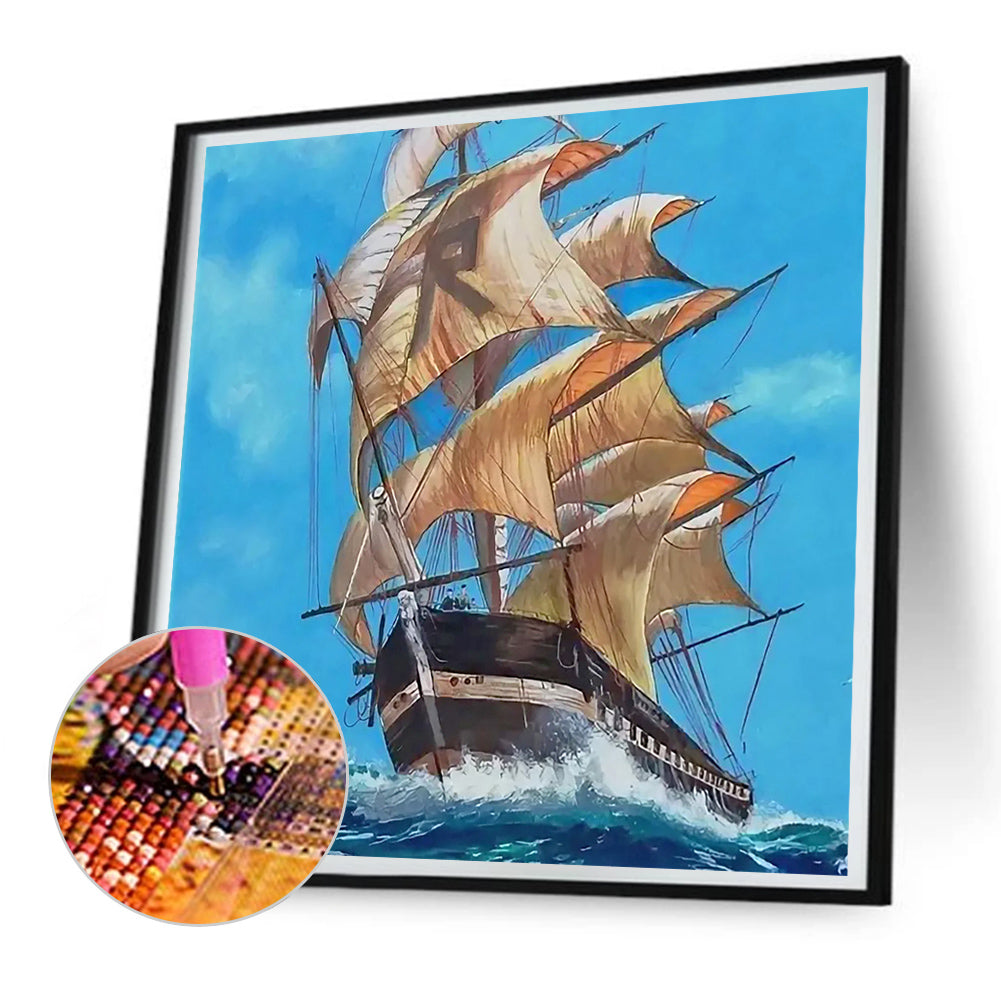 Sailboat - Full Round Drill Diamond Painting 30*30CM