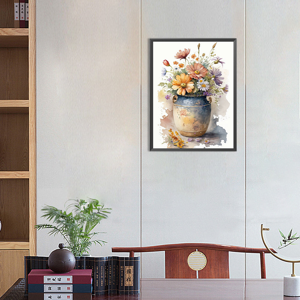 Watercolor Vase - Full Round Drill Diamond Painting 30*40CM
