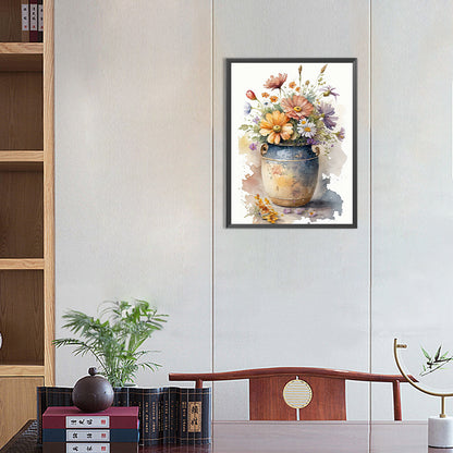 Watercolor Vase - Full Round Drill Diamond Painting 30*40CM