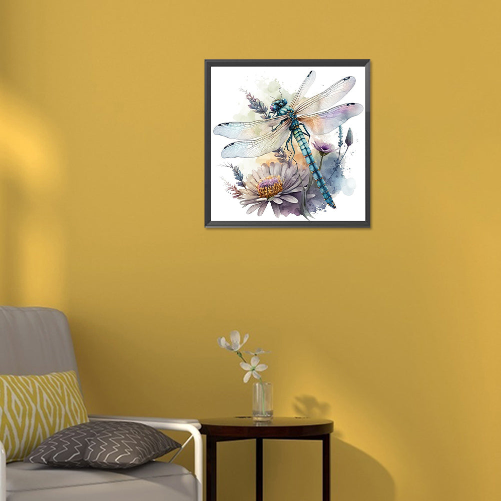 Watercolor Dragonfly - Full Round Drill Diamond Painting 30*30CM
