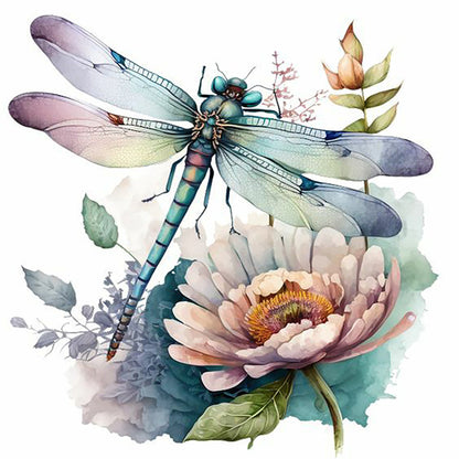 Watercolor Dragonfly - Full Round Drill Diamond Painting 30*30CM