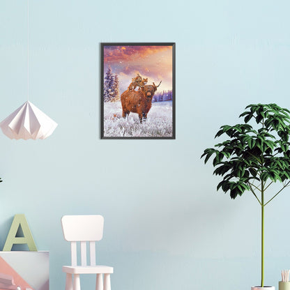 Highland Cattle - Full Round Drill Diamond Painting 30*40CM