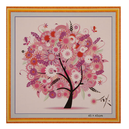 Four Season Tree 11CT Stamped Cross Stitch DIY Embroidery Canvas (Autumn)
