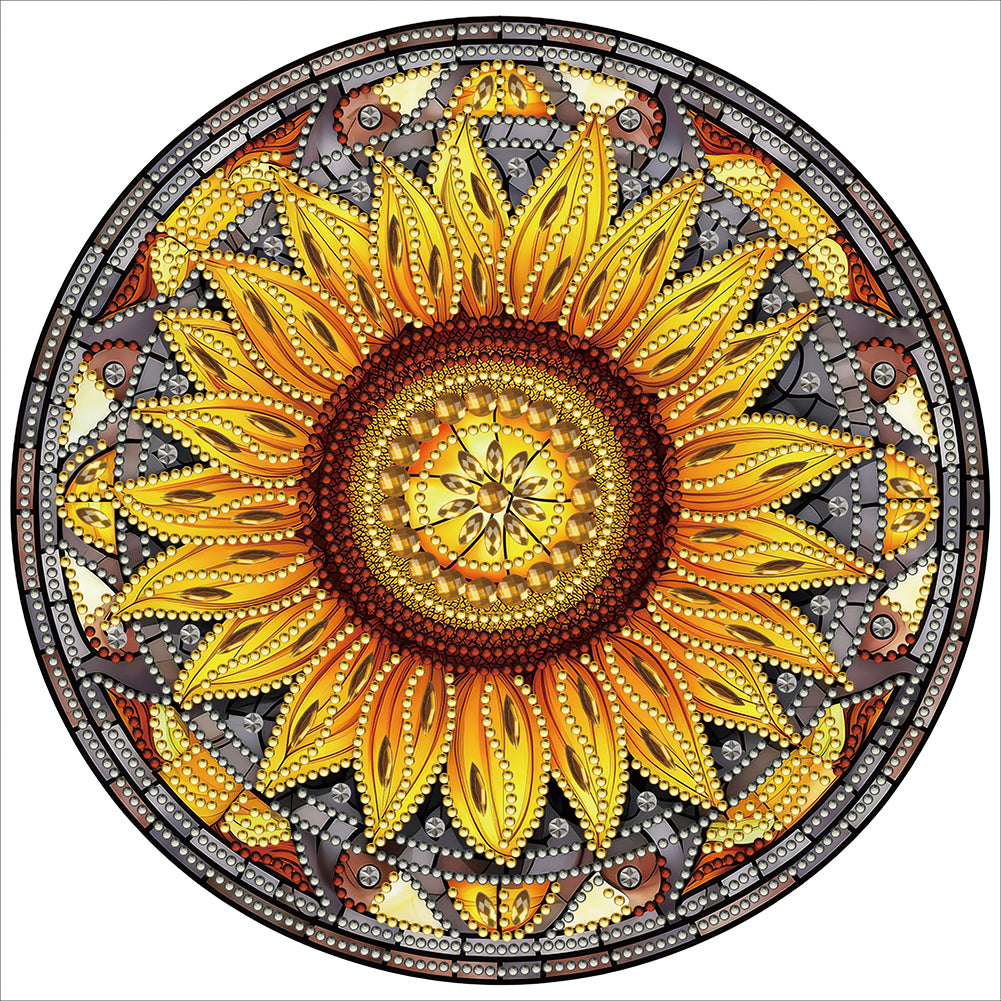 Sunflower Glass Painting - Special Shaped Drill Diamond Painting 30*30CM