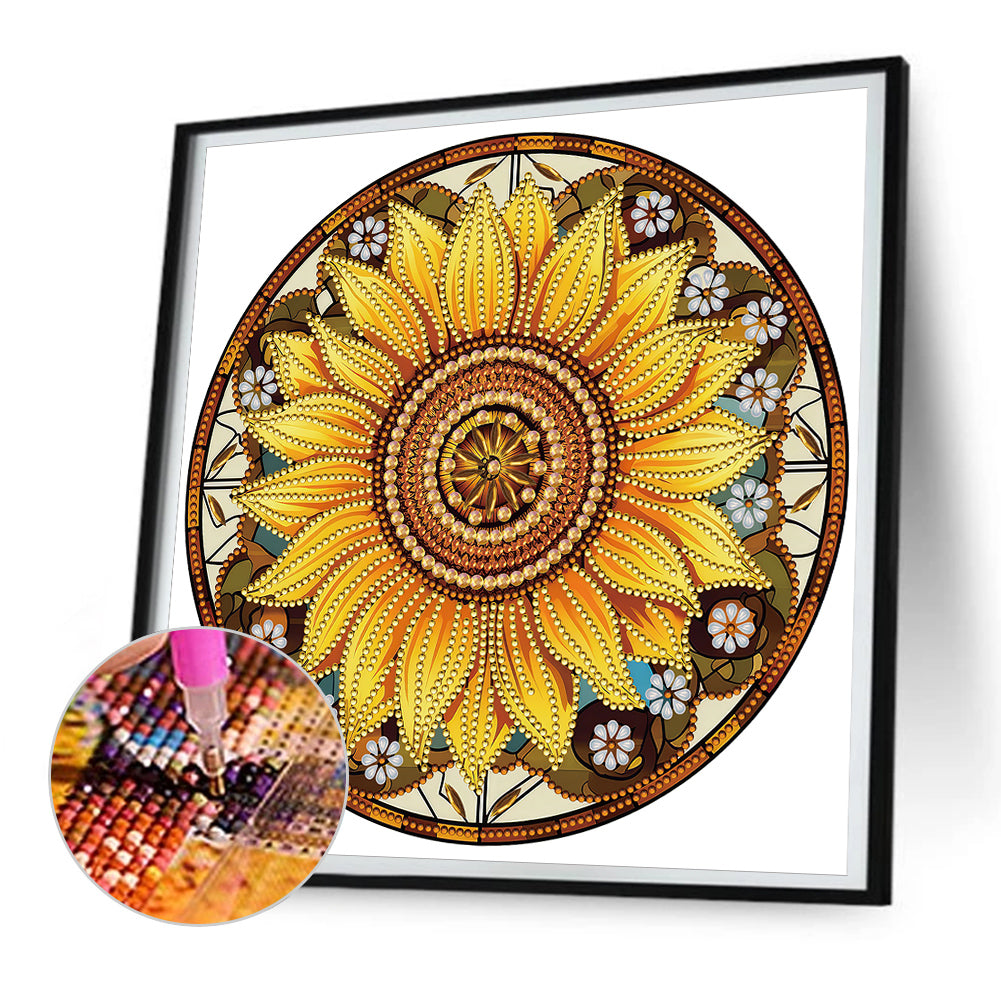 Sunflower Glass Painting - Special Shaped Drill Diamond Painting 30*30CM