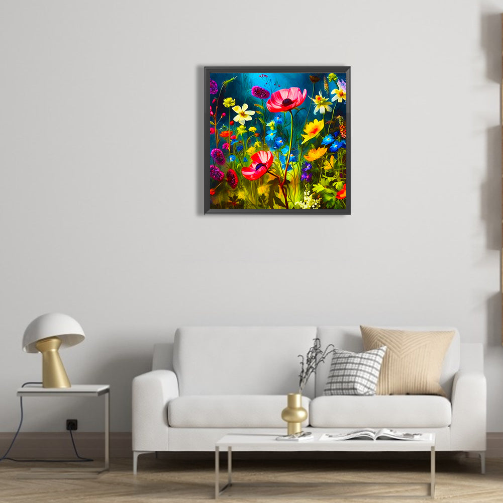 Poppy Bushes - Full Round Drill Diamond Painting 30*30CM