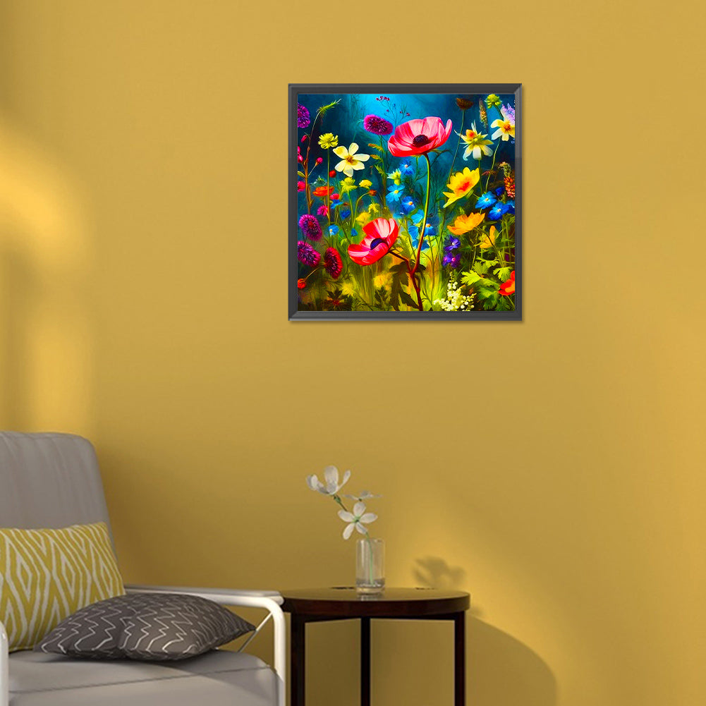 Poppy Bushes - Full Round Drill Diamond Painting 30*30CM