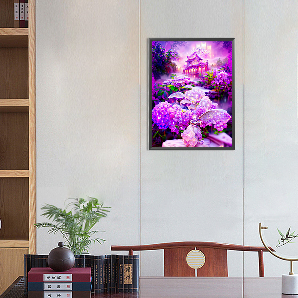 Purple Flowers - Full Round Drill Diamond Painting 30*40CM